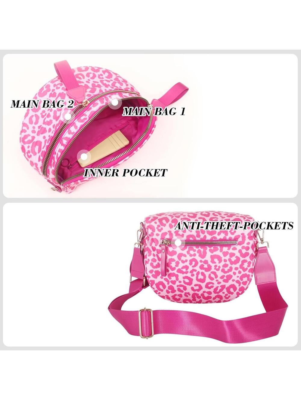 Leopard Crossbody Bag for Women — Large, Lightweight, Adjustable Strap